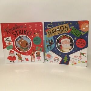 2 Christmas books Reindeer on Strike and The Naughty List Children’s Books